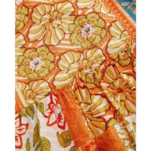 NWT Cider Woven V-Neck Halter Floral Patch Maxi Dress Sz 6 - Picture 8 of 9